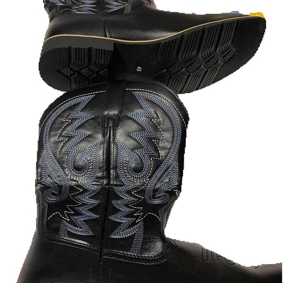 Men’s Black & Blue Western Cowboy Boots – Square Toe – Size 11 - Picture 4 of 6